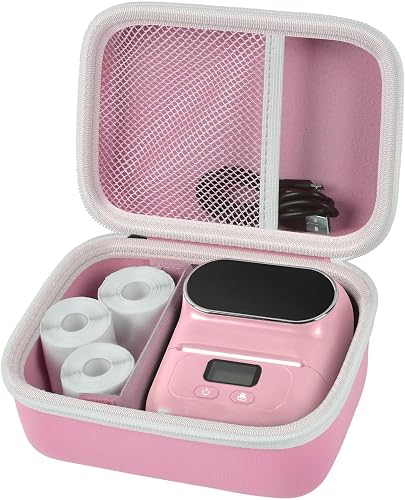 Boobowl Case Compatible with Phomemo M110 Label Maker - Portable Mini Bluetooth Thermal Label Maker Carrying Storage Bag for Printer Labels, USB Cable and Accessories - Pink (Box Only)