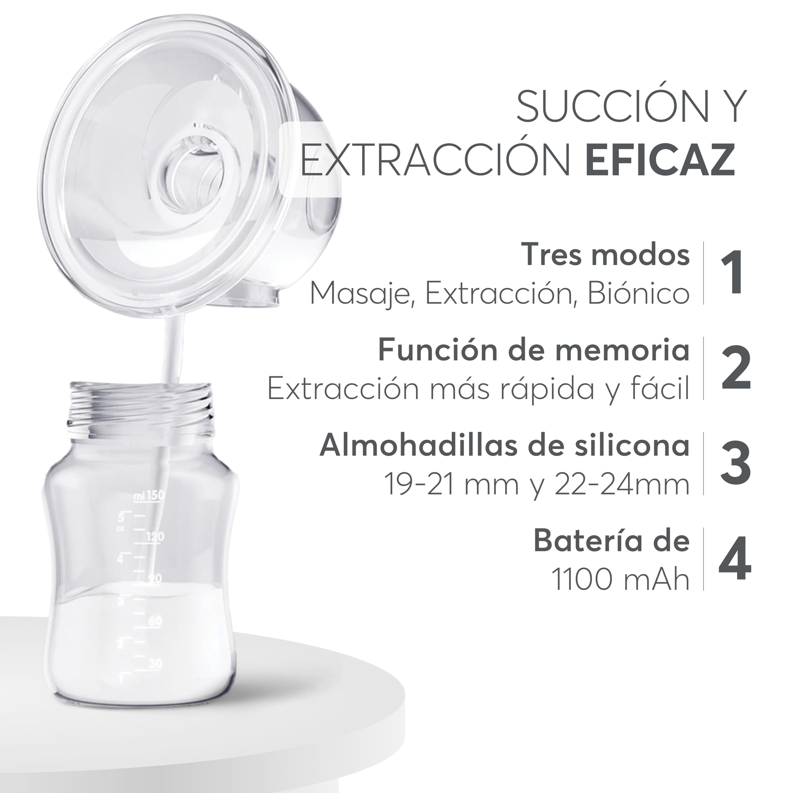 KikkaBoo Sacaleches Eléctrico Manos Libres y Portátil NOA, Extractor de Leche Materna, 3 Modos y 9 Niveles, Pantalla LED, Memoria, Fácil de Limpiar, Menta