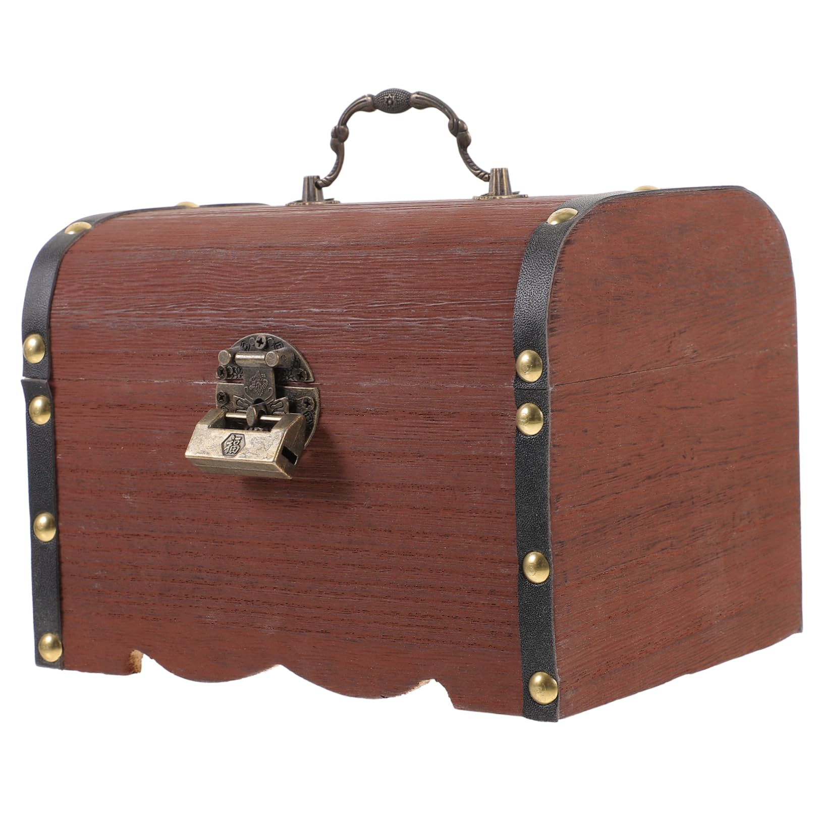 SUPVOX Wooden Pirate Treasure Chest Retro Style Storage Box with Lock Capacity for Jewelry and Multi Functional Wooden Piggy Bank Eye Catching Vintage Decorative Case