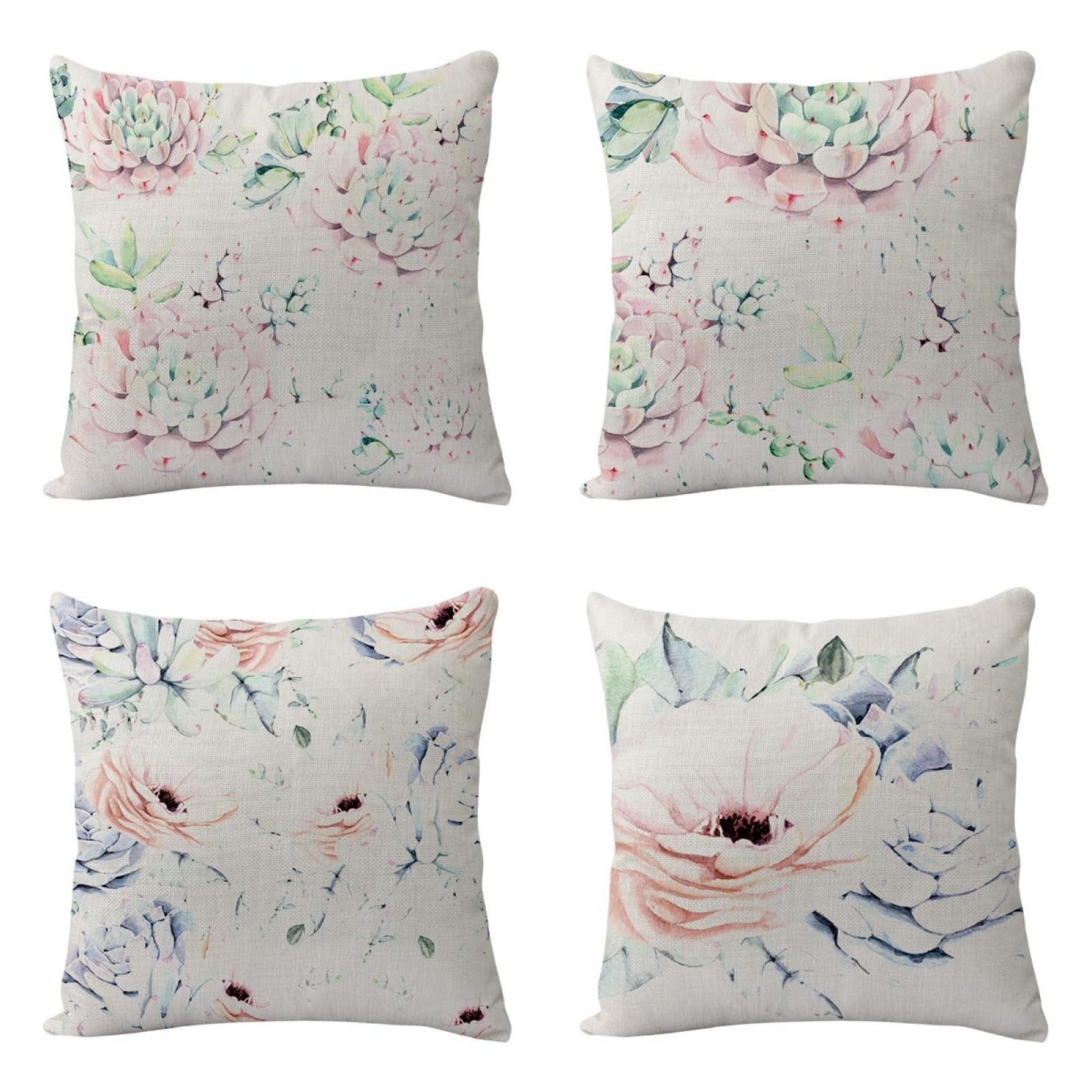 Taie d'oreiller 80x80cm coton lin housse de coussin canapé 4 pcs