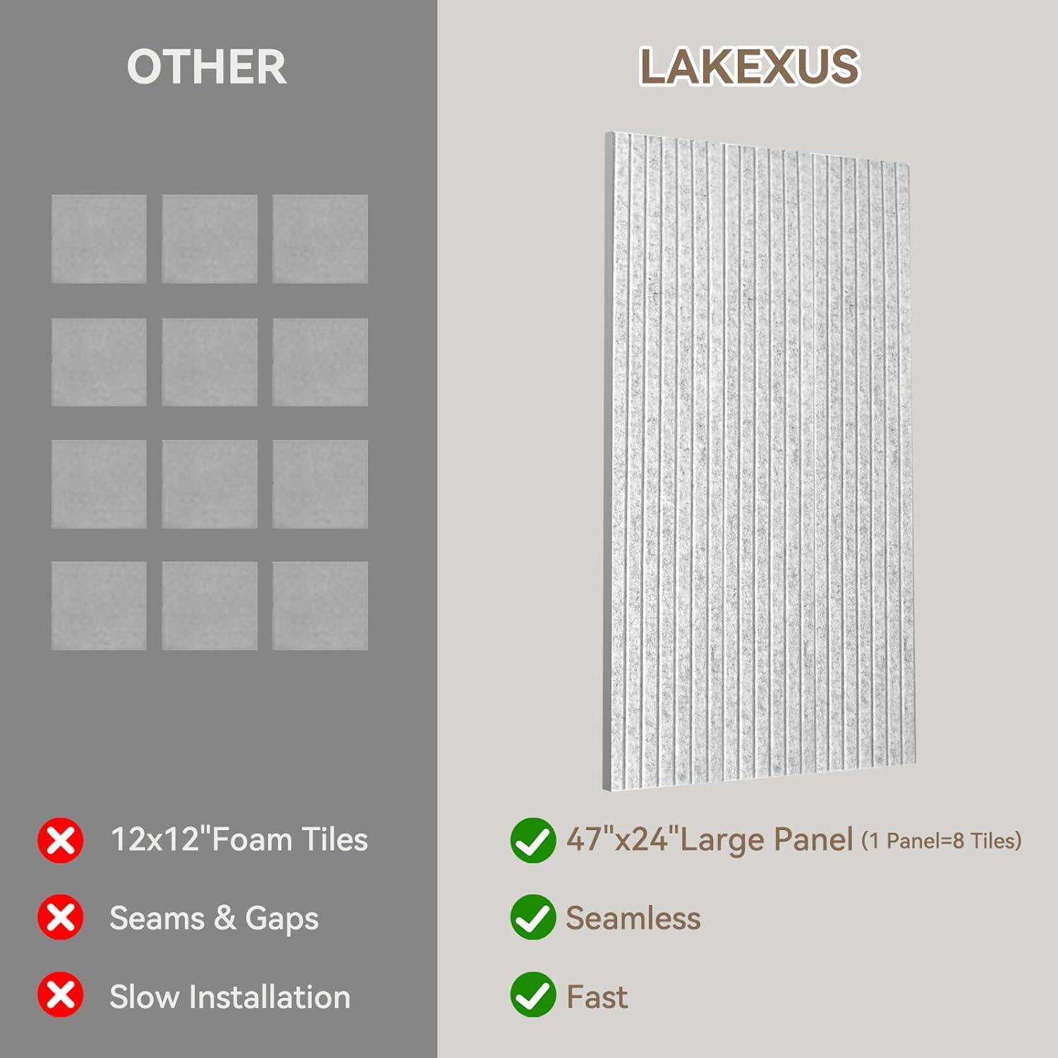 10Pack Large Acoustic Panels, 48x24x0.4 inch Sound Proof Panels for Walls, Self-Adhesive Sound Panels Noise Reducing for Walls, Acoustic Wall Panel for Home Studio Office Gym & Commercial Spaces(Grey)