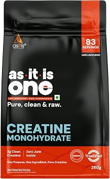 AS-IT-is Nutrition Creatine Monohydrate| USA Labdoor Certified for Accuracy & Purity Preworkout 2.5g Per Serving Free of Fillers and Preservatives