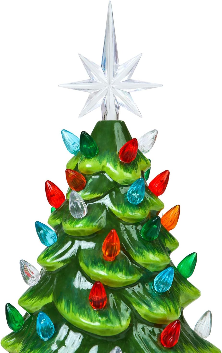 Resinta 200 Pieces Ceramic Christmas Tree Plastic Ornament and 3 Pieces Ceramic Christmas Tree Star Topper (not Include Ceramic Christmas Tree)