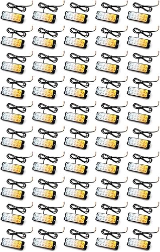 CORP 50X ámbar blanco 12-LED súper delgado ultra delgado advertencia de emergencia flash intermitente barra de luz estroboscópica montaje en