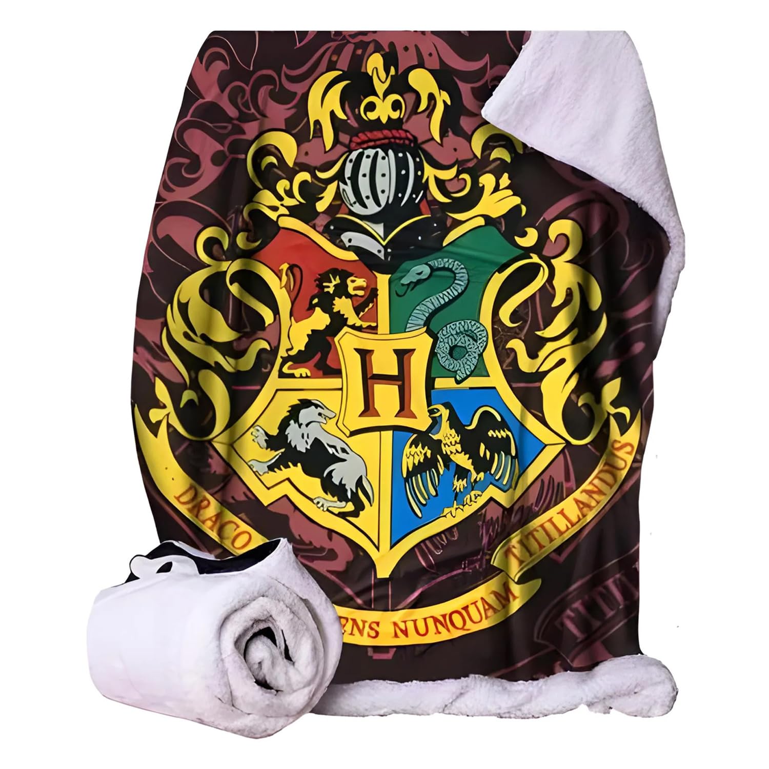 Nemesis Now C6219W2 Harry Potter Hogwarts Crest Throw, Soft to the Touch, Polyester, 100cm Width, 150cm Length, Brown