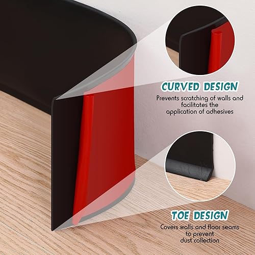 Miniatura 10 de Frienda Base de pared de vinilo de 4 pulgadas x 100 pies, base de pared de vinilo autoadhesiva, base de pared de vinilo de goma autoadhesiva, color