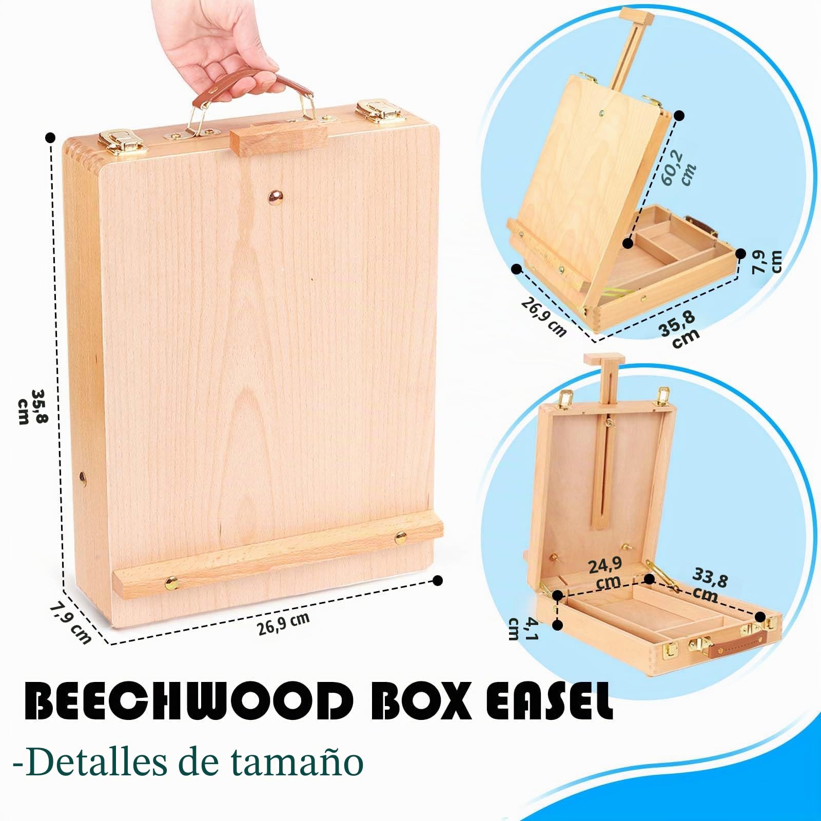 40 Piezas Kit de Pintura, Caballete de Mesa con 24 Colores Tubos de Pintura Acrilica, 3 Paneles de Lienzo, 1 Paleta, 10 Pinceles, Set de Pintura para Artistas Adultos y Principiantes