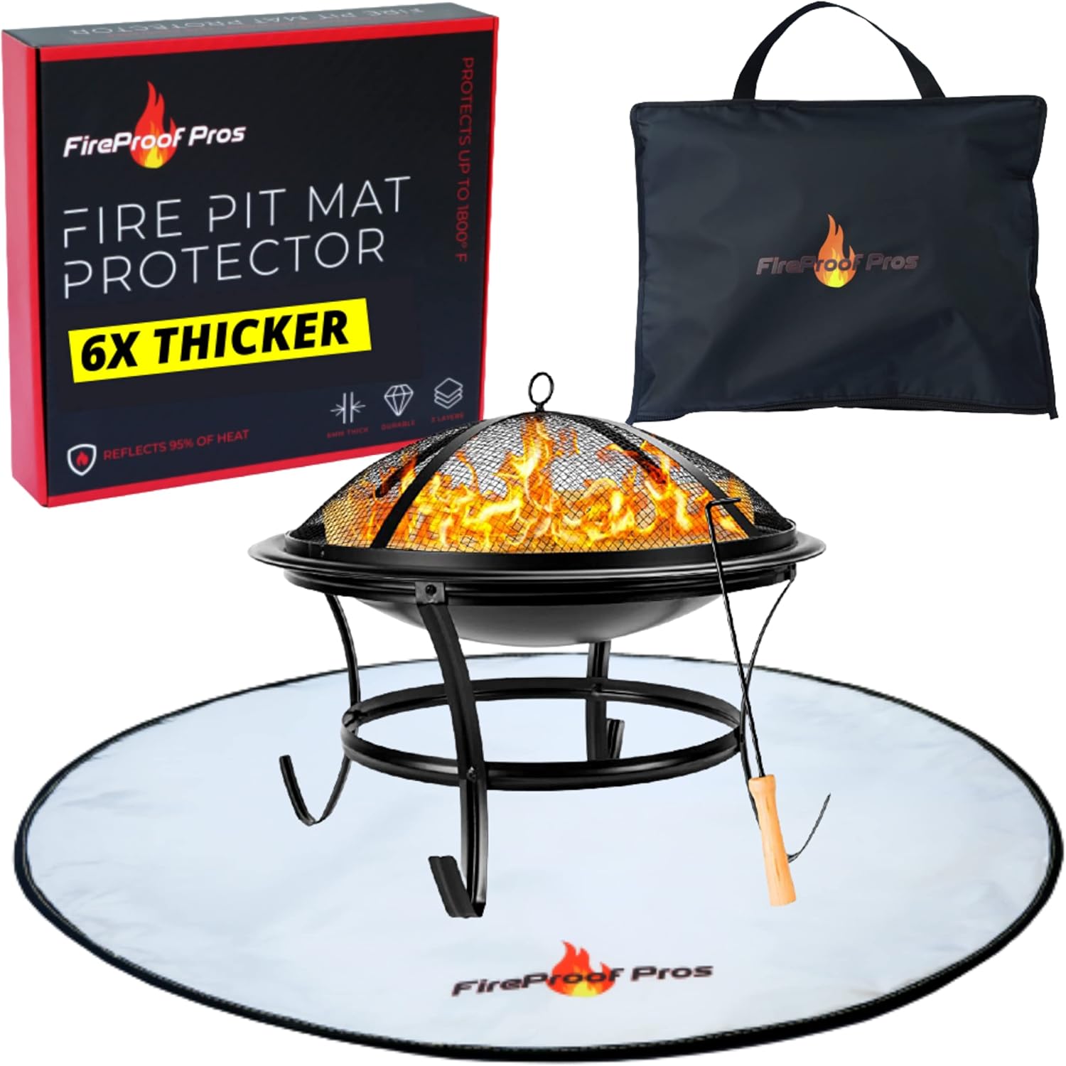 FireProof Pros 36" Fire Pit Mat for Deck, Patio, Grass and Concrete