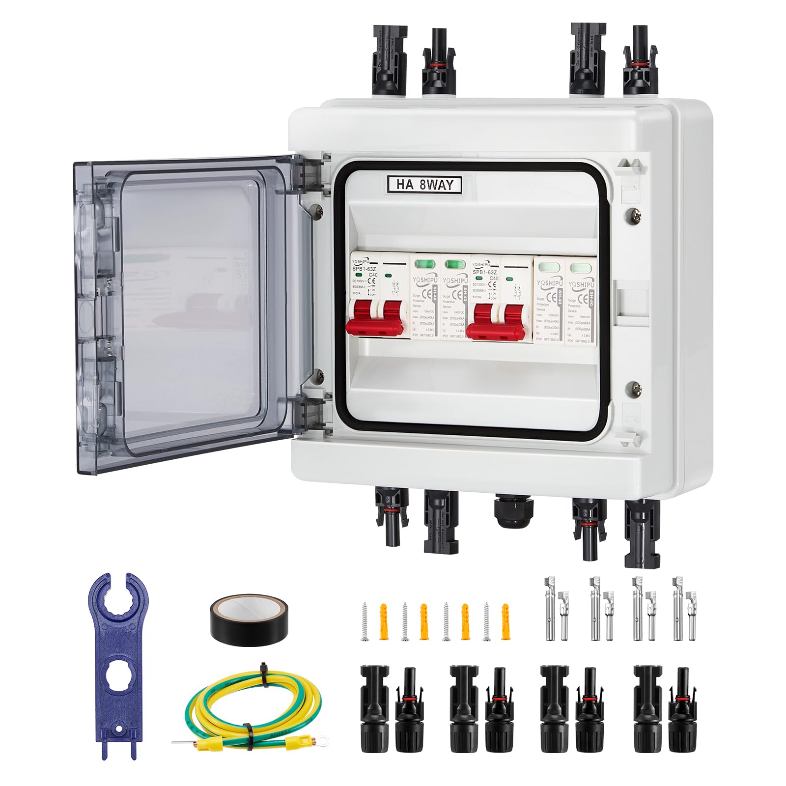 Caja de combinador solar con protección contra sobretensiones de protección de múltiples capas PV DC 40A 1000V Interruptor de aislador IP65 Gestión de energía solar impermeable