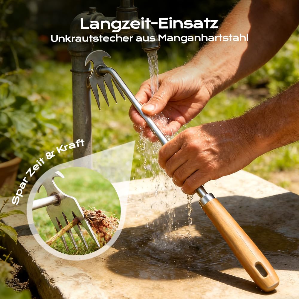 Unkraut Entferner Gerät, 2026 Neu Unkraut Entwurzelungs Werkzeug Gartenarbeit Hand Unkrautstecher, Mühelos Gartenwerkzeug, Hand Unkrautstecher für Graben Umpflanzen Jäten (Silber -1 Stück, 16 Zoll) - 5