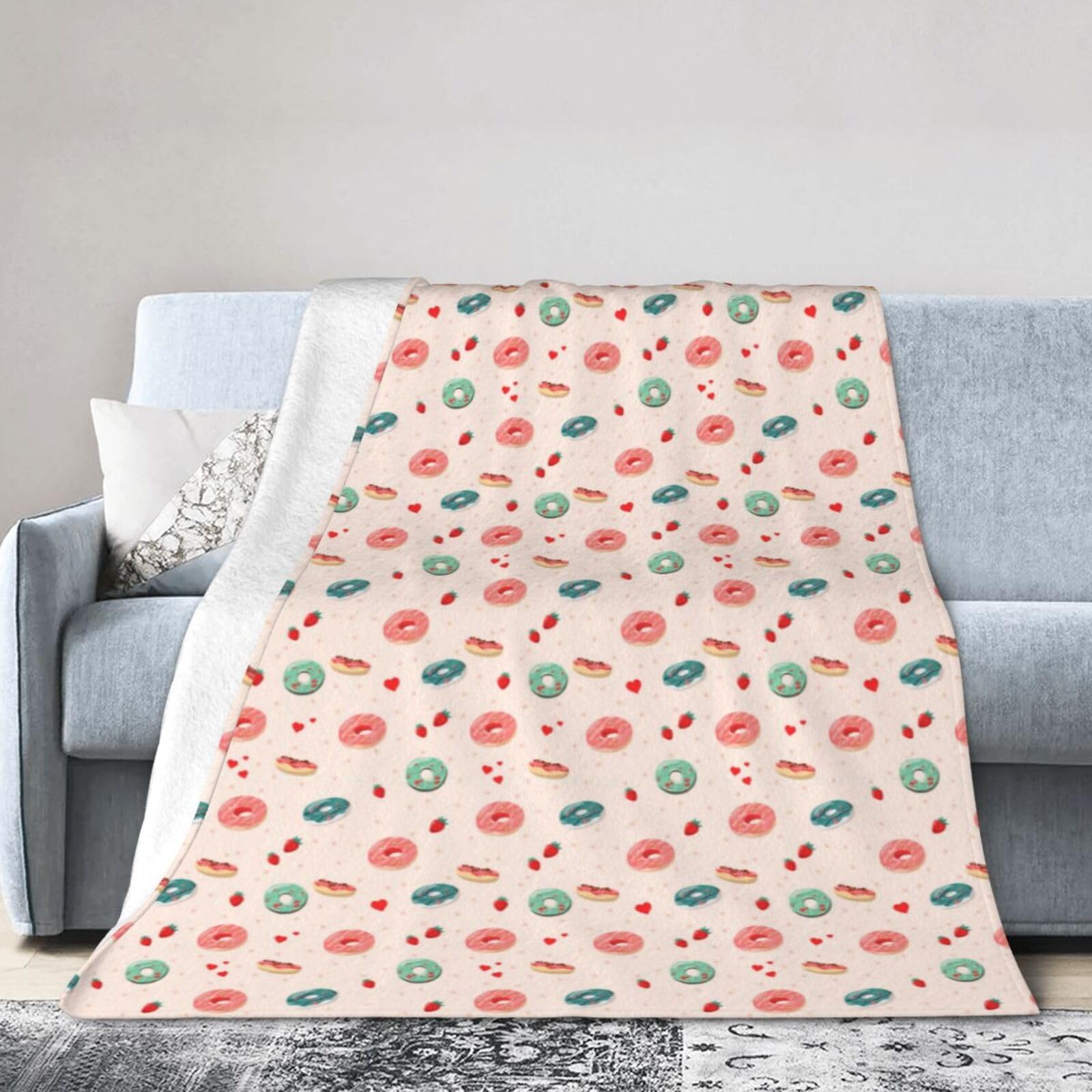 Noble Ren Colored Doughnuts Ultra-Soft Micro Fleece Blanket Winter Warm Soft Lannel Fleece Throw Blanket For Couch Sofa Bed 80"X60"