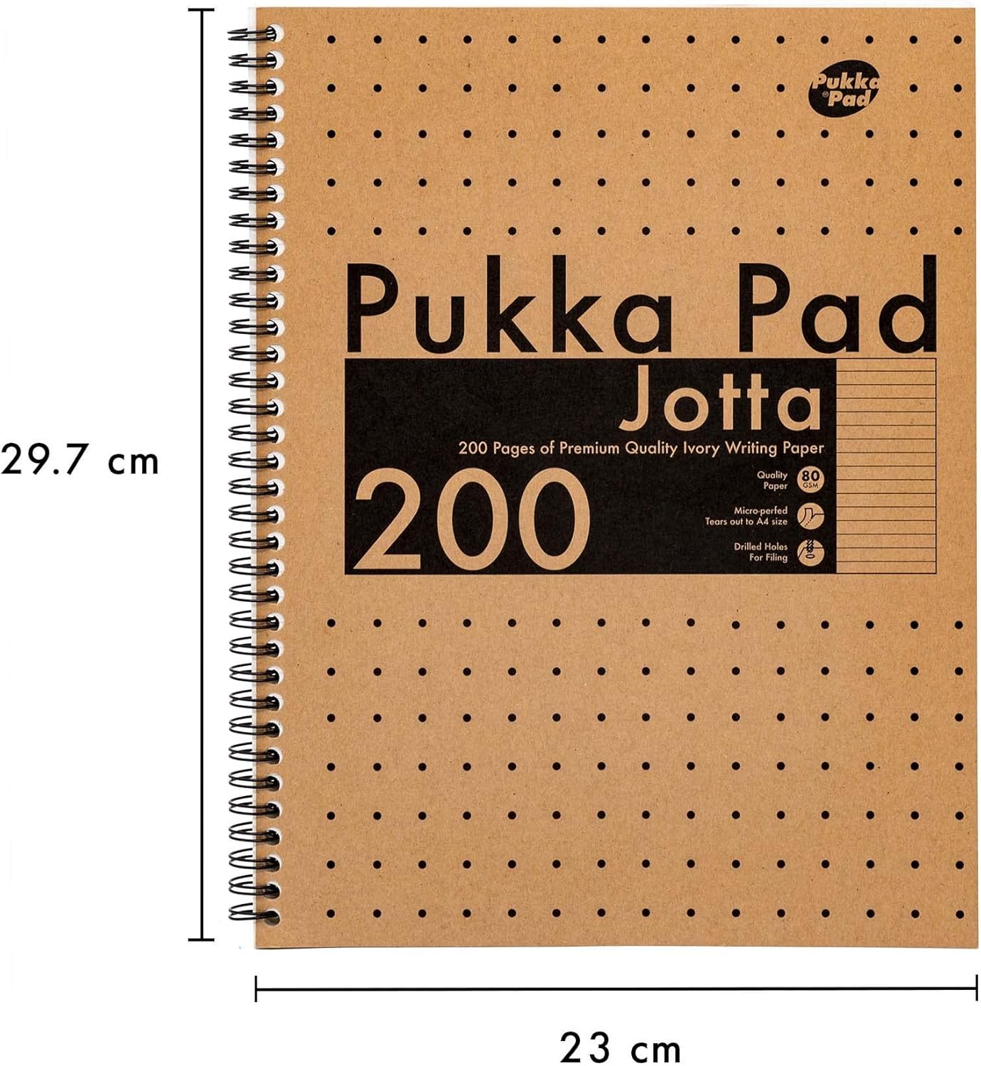 Pukka Pad, Jotta Notebooks – Pack of 3 Twin-Wirebound Notebooks – 80GSM Paper with 8mm Lines - Features Microperforated Edges and 4-Hole Punch Margins (A4)