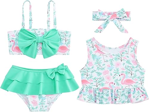 Ahegao 6M-3T - Trajes de baño para niñas pequeñas, trajes de baño de 3 piezas, bikini