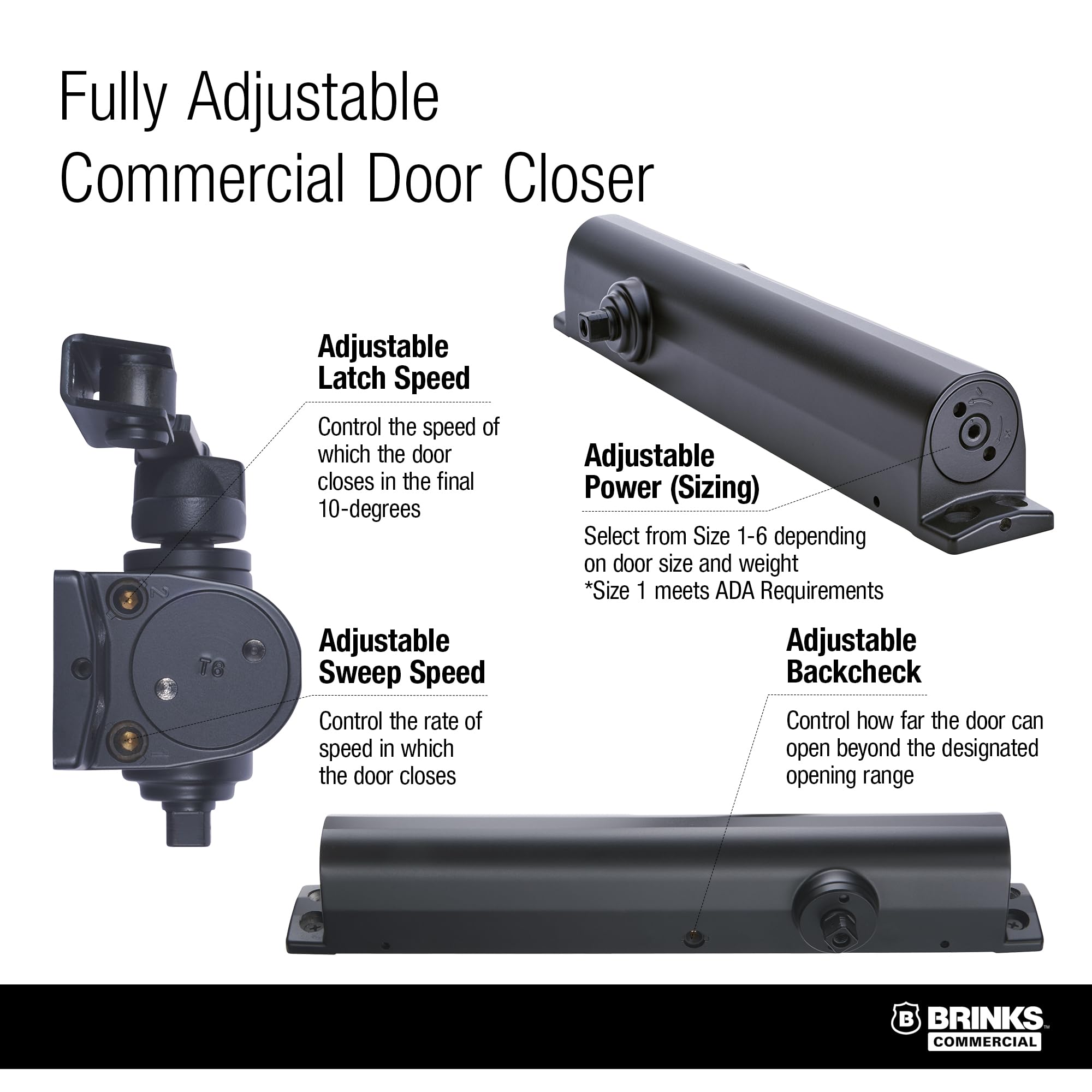 Heavy Duty All in ONE COMM Closer with MOUNTING Plate UL Listed, (Matte Black) — Amazon image 4