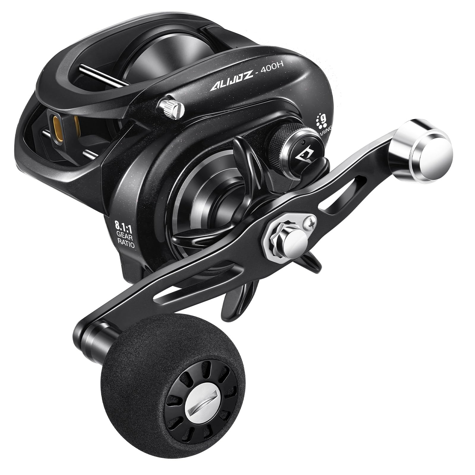 Piscifun Alijoz 400 Baitcast Fishing Reel, 38lb Max Drag Aluminum Alloy Frame, Available in 6.6:1/8.1:1 Ratio, Freshwater and Saltwater Low Profile Casting Reel for Musk