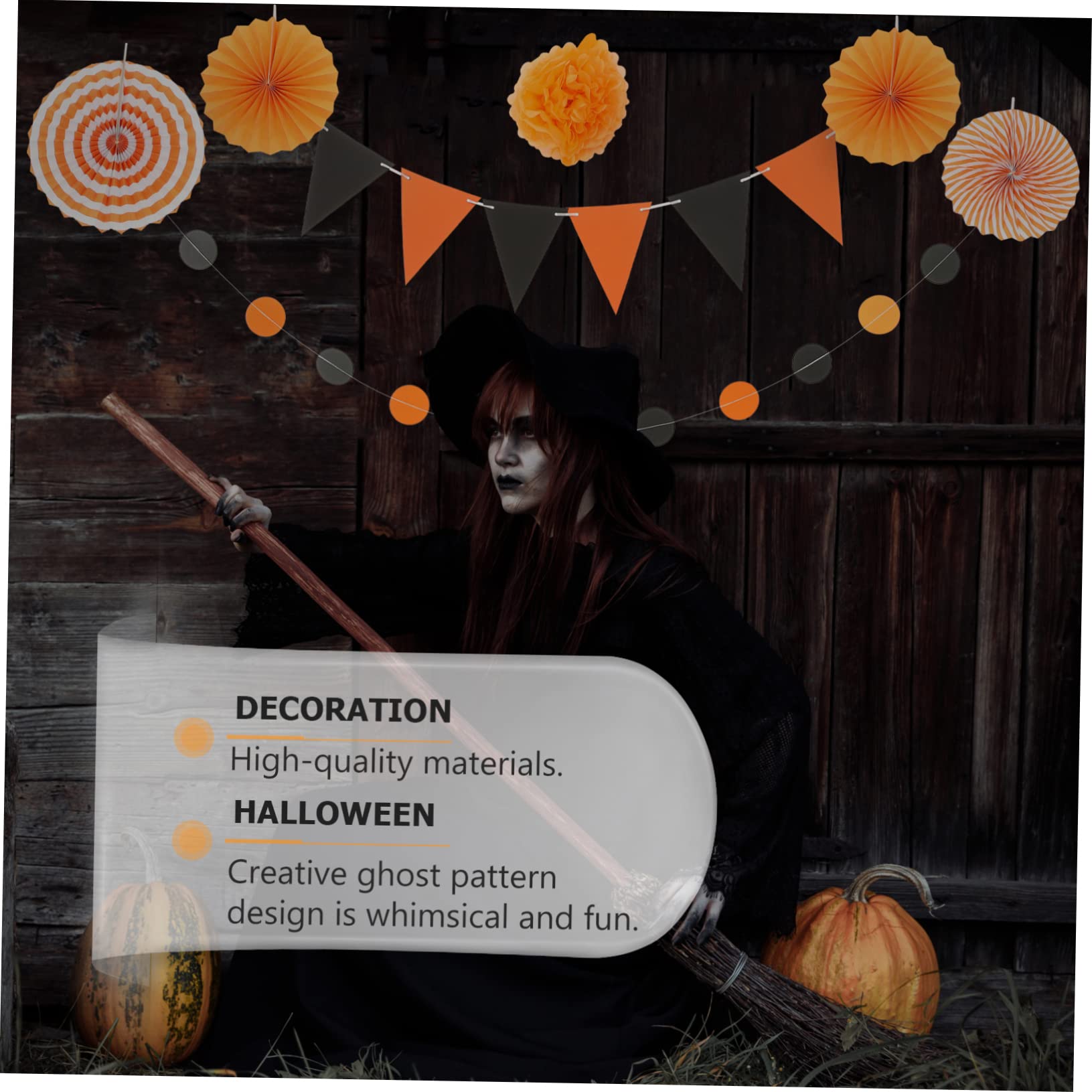 Alasum 4 zestawy wachlarz origami, papierowy wachlarz, wisząca dekoracja, baner, dekoracje ślubne na ceremonię, Happy Halloween, przyjęcie, baner, papierowy, okrąg, girlanda, dekoracje na Halloween