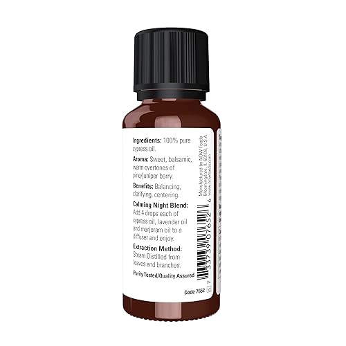 Miniatura 2 de NOW Aceites esenciales, aceite de ciprés, aroma equilibrante de aromaterapia, destilado al vapor, 100% puro, vegano, tapa resistente a los niños, 1