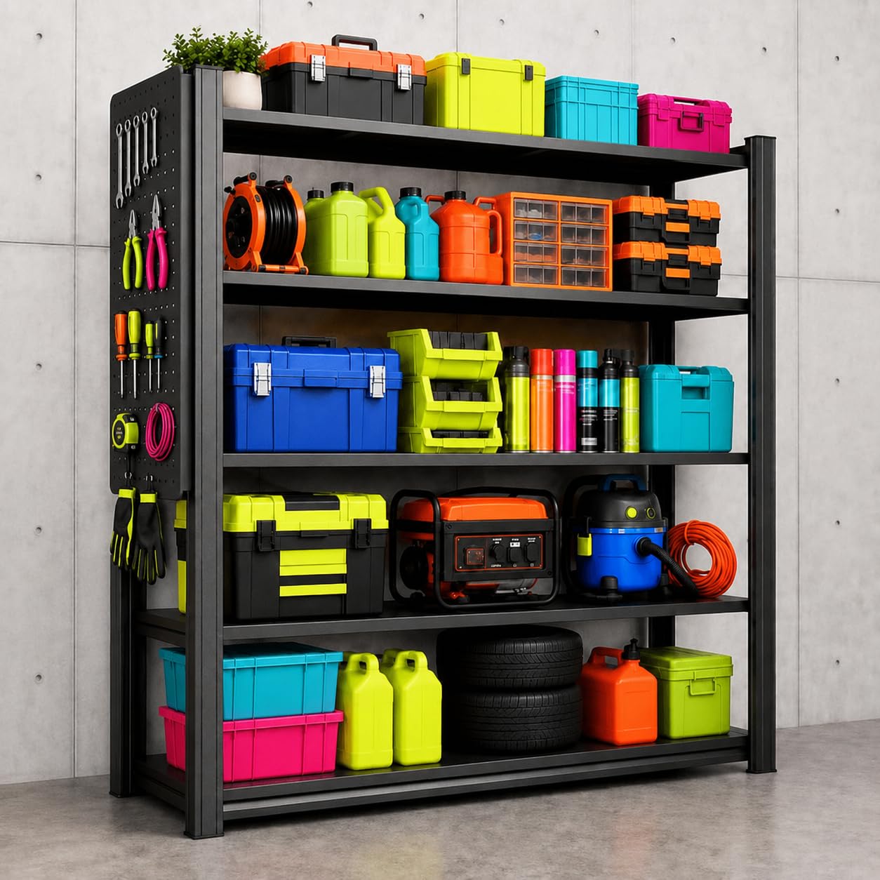 Heavy Duty Metal Garage Shelving Unit,Adjustable Storage Shelves, Steel Shelving, 3000 lbs Capacity, Industrial Shelves for Heavy Tools and Equipment, 39.4" W× 15.7" Dx 72" H