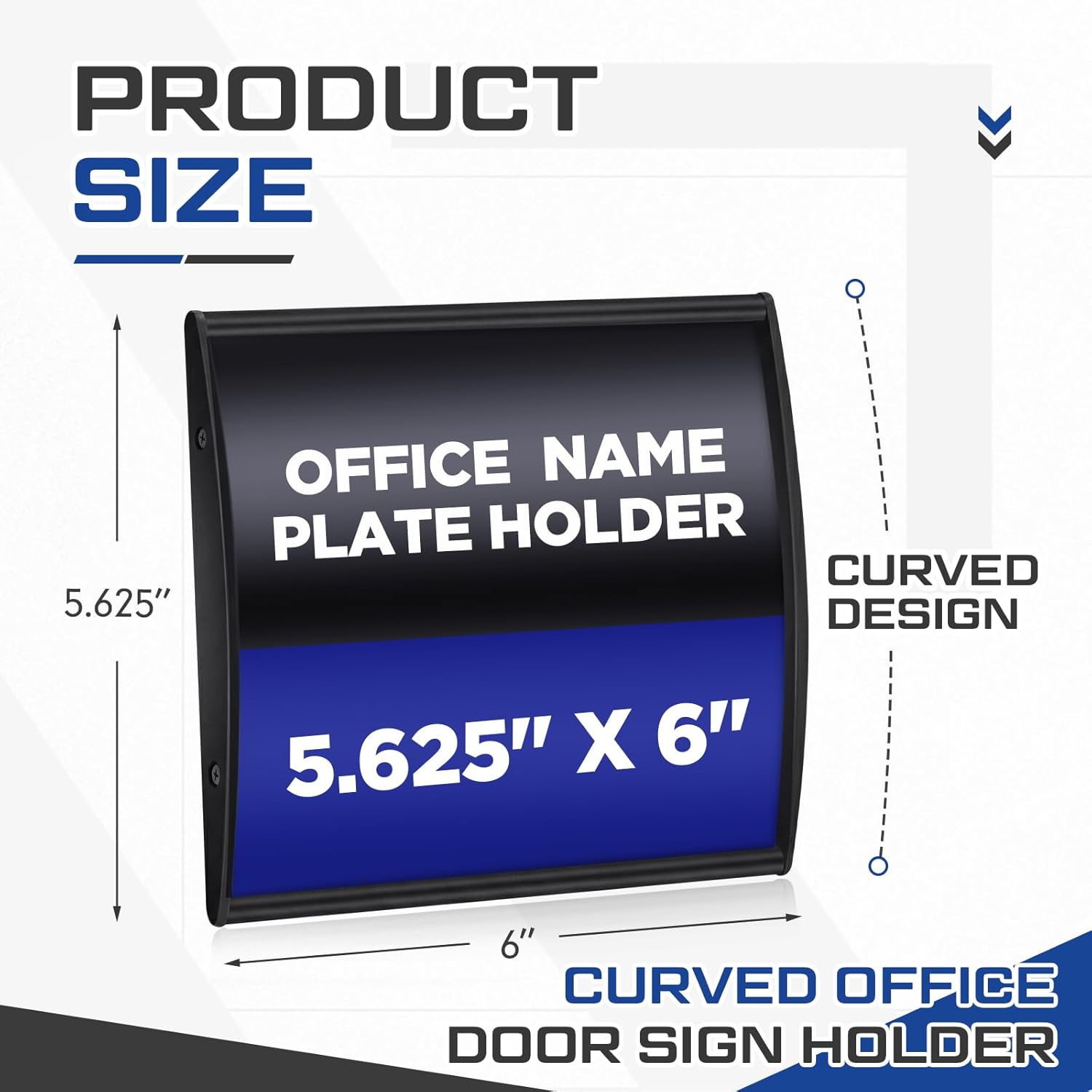Yaocom Set of 5 Curved Name Plate Holder for Doors 5.625" x 6" Wall Mount Office Business Door Sign Holder Aluminum Sign Frame with Adhesive Tape Plastic Film for Office Business Display (Black)