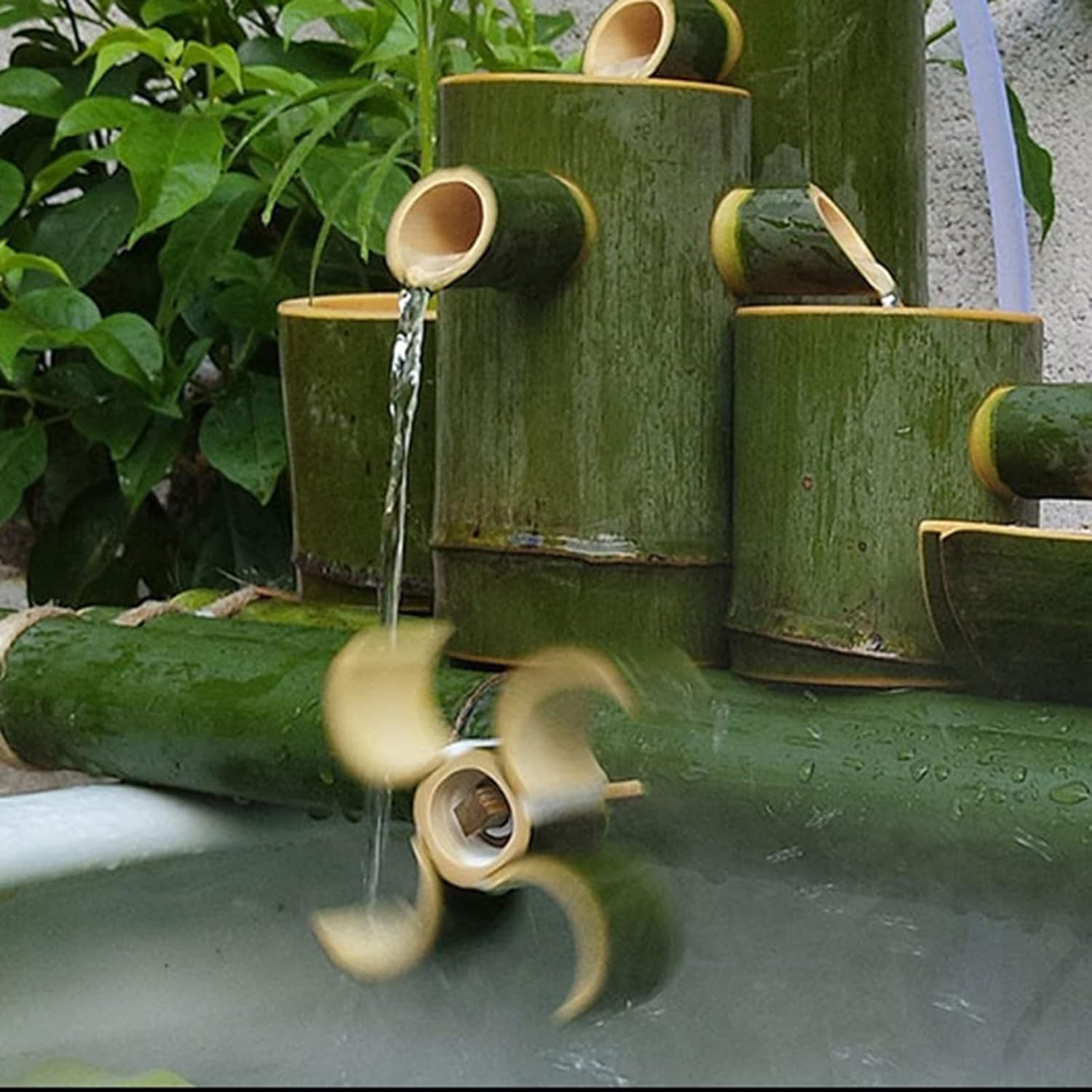 Japanese Bamboo Water Feature Statue, Japanese Garden Decoration,Split-Resistant Bamboo Ornaments,Indoor Outdoor Fountain,Outdoor Water Fountain,Creativity,45cm/17.7in