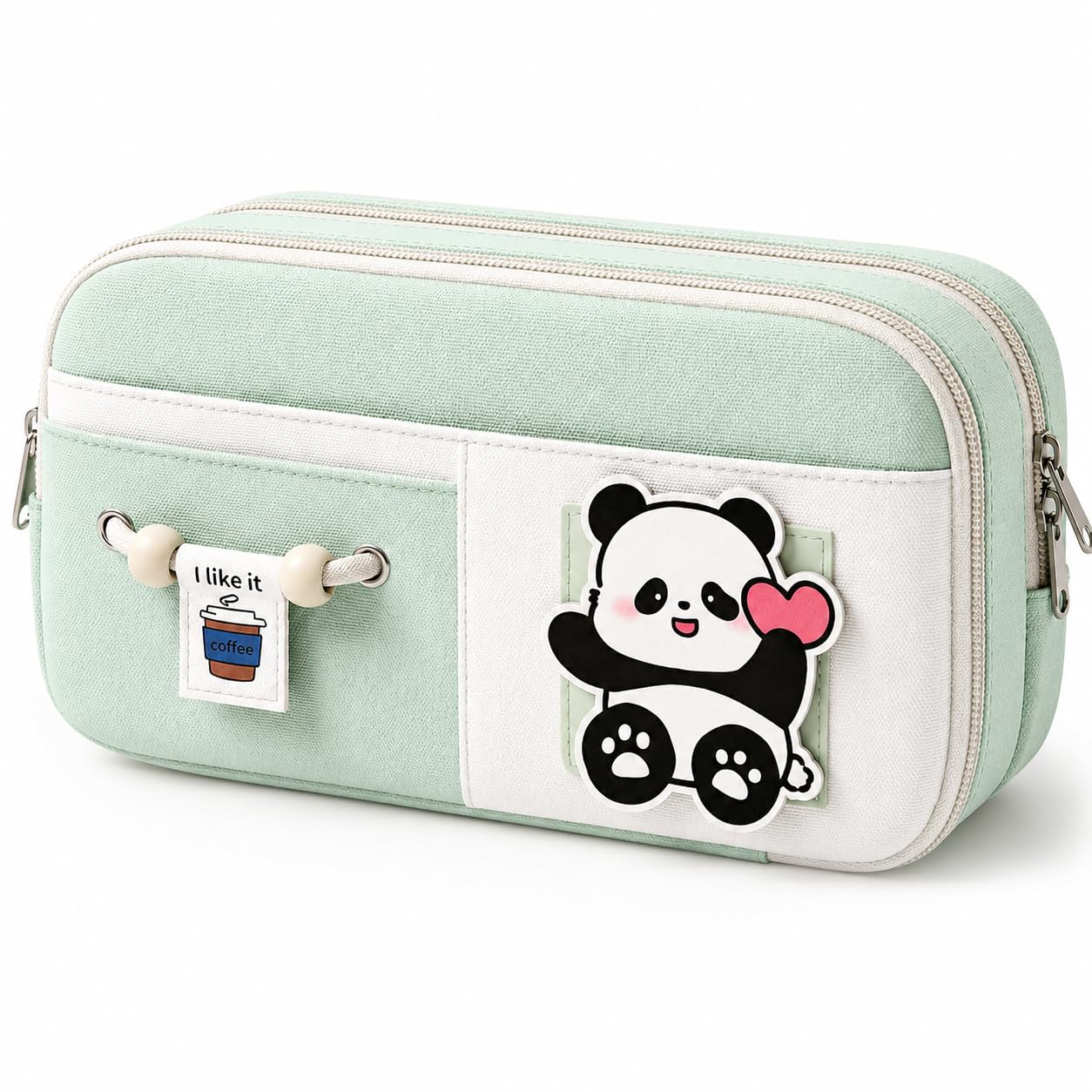 Kawaii Pencil Pouch for Girls & Boys, 10 Layer Large Capacity Aesthetic Stationery Pouch with Zipper Cute Pencil Case for School, Return Gifts for Kids, College & Ofiice Supplies (Green)-image-6
