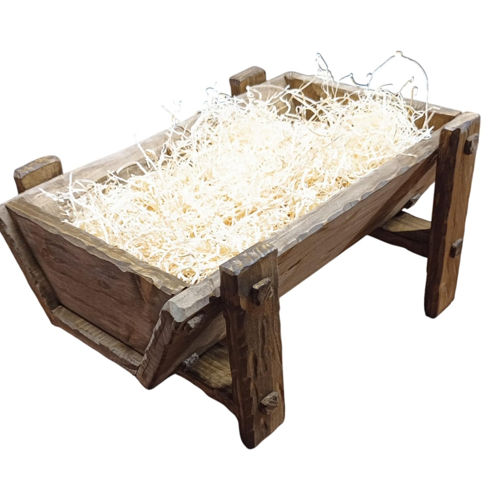 OVUNQUE PROTEGGIMI Wiege aus Holz für Jesuskind – Futterstation aus Holz für Krippe – handgefertigt, verschiedene Größen erhältlich – Made in Italy (16 x 10 cm)