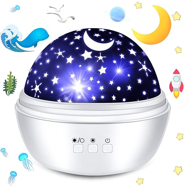 Projector Lamp,EMIUP Night Light Projector Star Projector 360 Degree Rotation Sky Projector Ocean Projector Use for Kids Night Light,Decorative Light,Mood Light,Christmas Gifts,Birthday Present(White)