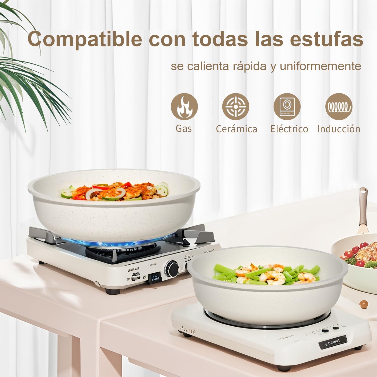 YASHE Juego de 13 Ollas y Sartenes, Juego Ollas Induccion Antiadherente, Juego de Sartenes con Tapas, Sartenes Mango Extraible, Apto para Lavavajillas & Apto para Horno