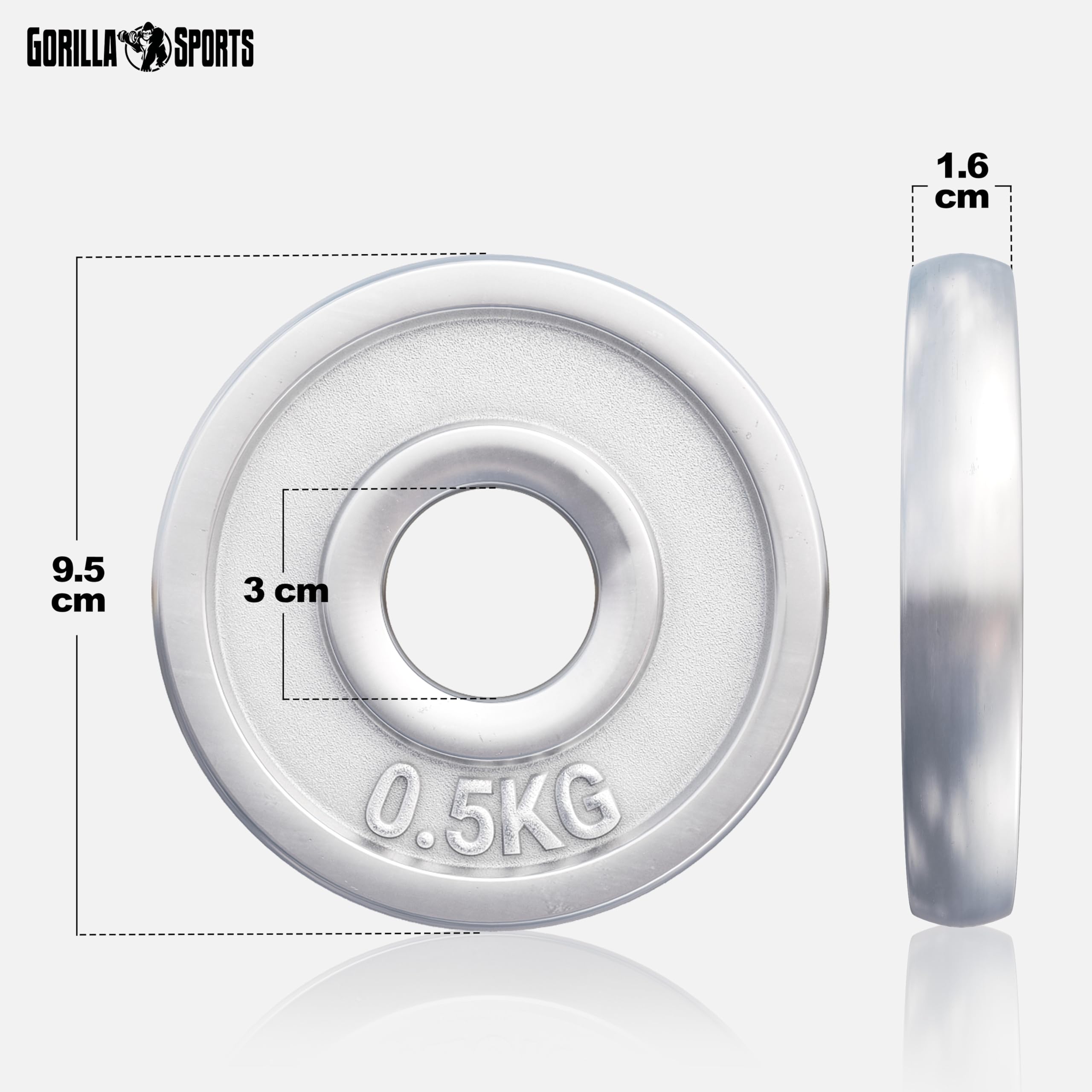 GORILLA SPORTS® Hantelscheiben - 1,25-30kg, 30mm, Gusseisen, Chrom, Einzeln oder Set - Gewichte Hantel, Gewichtsscheiben, Langhantel Gewichte, Weight Plates, Fitness Hantelscheibe