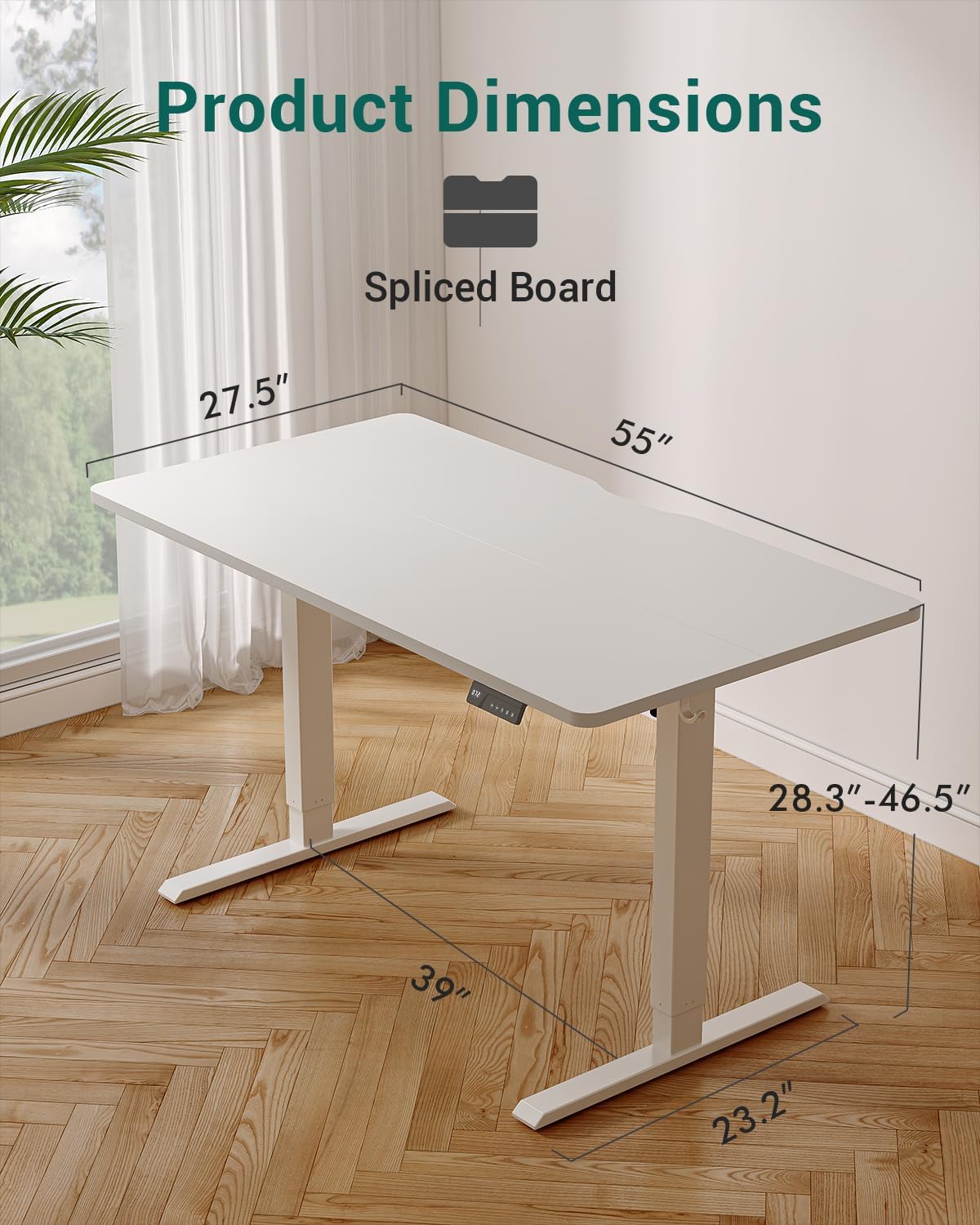 CubiCubi 55 x 28 Large Standing Desk, Height Adjustable Electric Computer Desk, 28" Deep Desktop, Sit Stand up Home Office Workstations with 4 Preset Heights, White