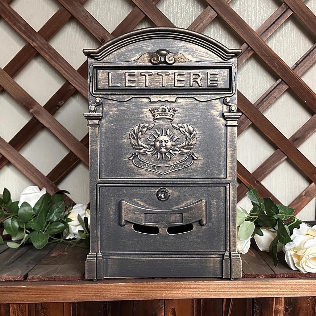 Wall-Mount Mailbox with Key Vintage Cast Iron Wall Mounted Mail Box Mailboxes with Lock for Outside