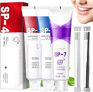 SP-4 Toothpaste, SP-4 Probiotic Toothpaste, Toothpaste Fresh Breath Toothpaste, Natural Tooth Whitener, Brightening & Stain Removing Toothpaste, with 2 pcs toothbrushes