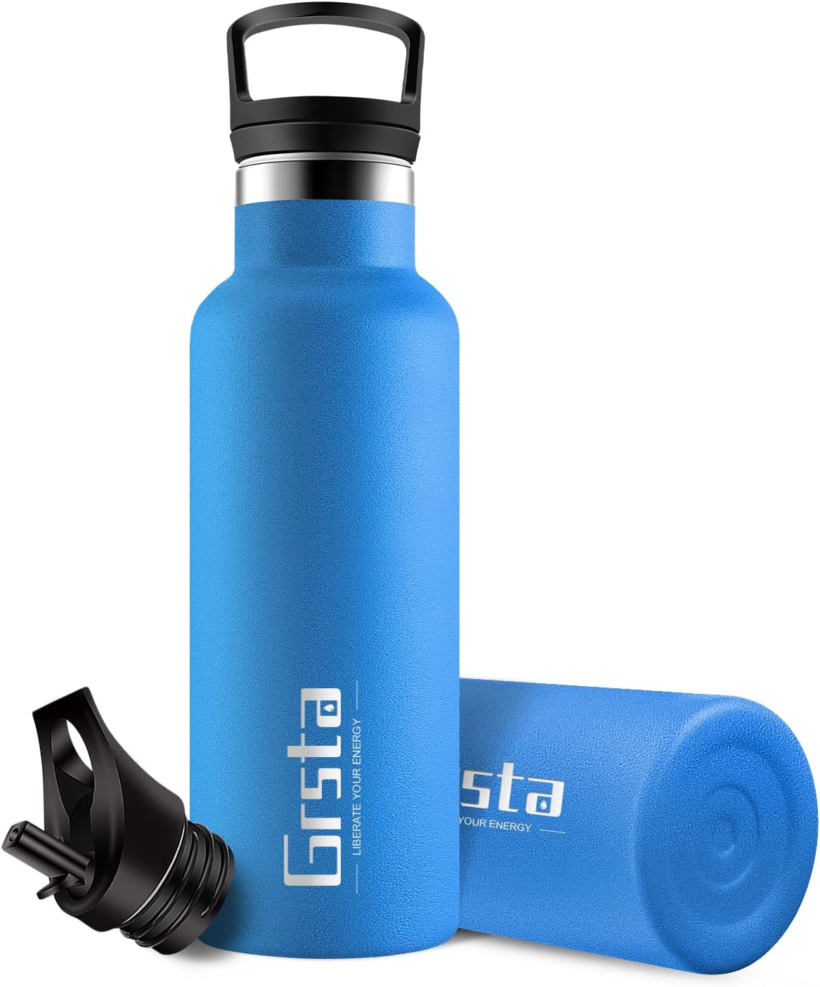 Grsta 水筒 500ml ストロー 水筒 ステンレスボトル 魔法瓶 こども 真空断熱炭酸ボトル 子供 保温 軽量 漏れ防止 真空断熱ボトル 男女兼用 かわいい おしゃれ スポーツウォーターボトル 山登り 運動 旅行 キャンプ アウトドア 居家 即納