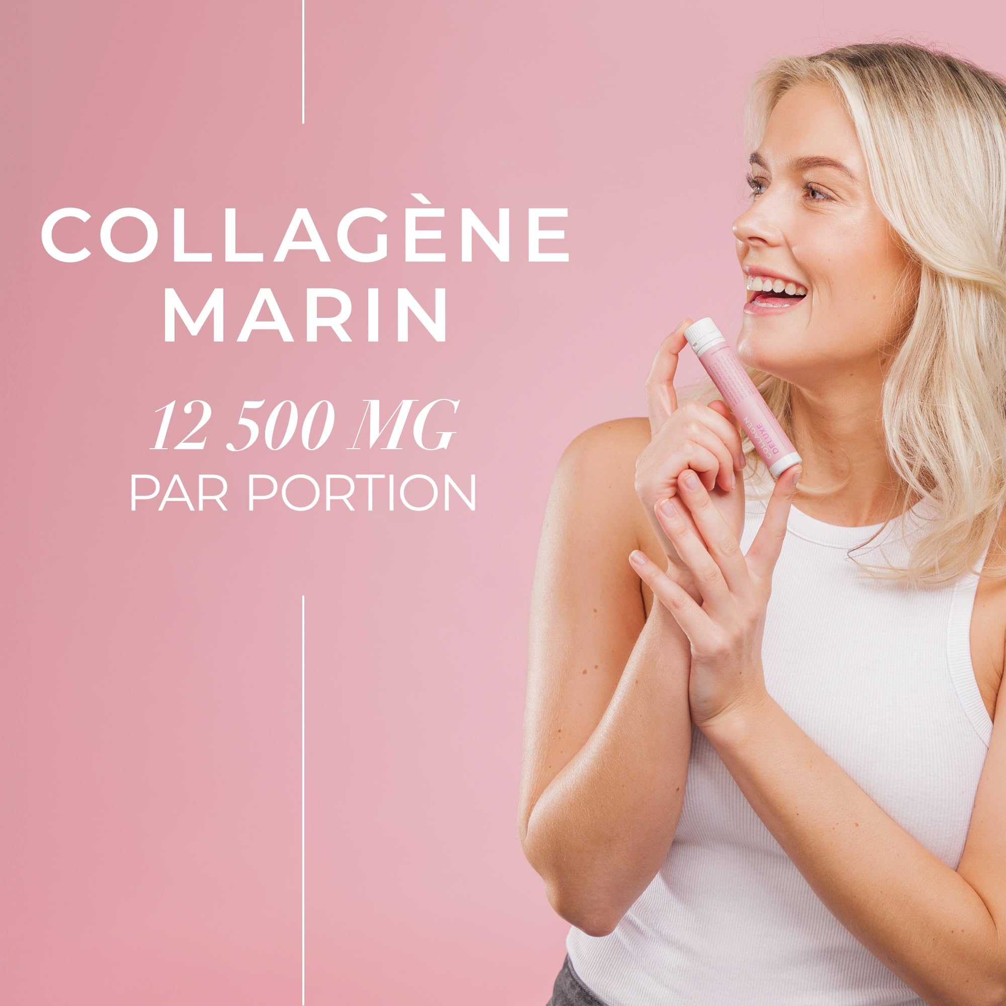 Swedish Collagen Deluxe 12 500 mg Collagène Marin Liquide 30 Doses 25 ml Acide Hyaluronique Biotine Vitamine C Cheveux Peau Ongles Articulations Sans Sucre pour Homme et Femme