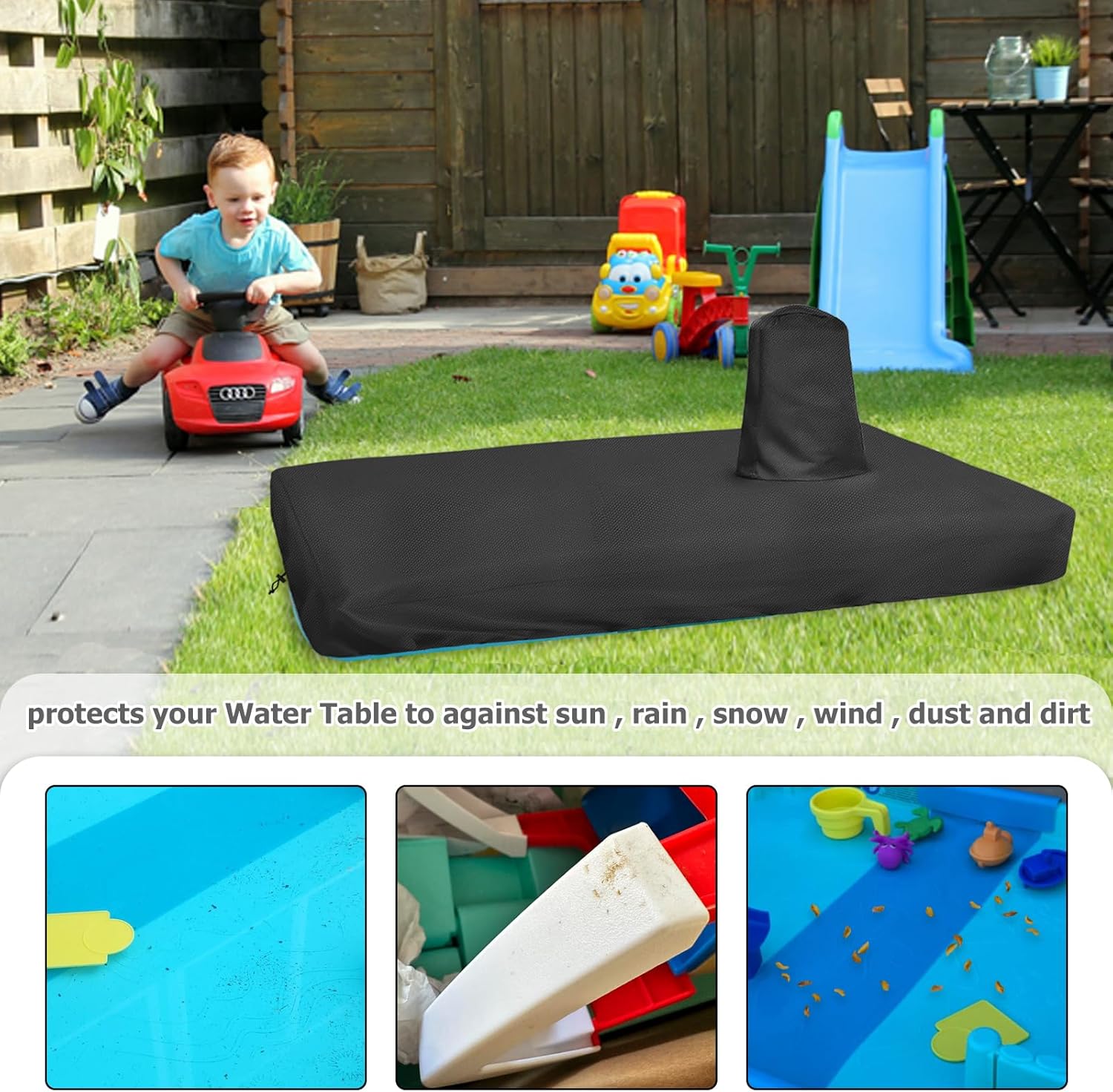 Toddler Water Table Cover for Little Tikes Splash Pad & Splash Beach Water Table,Heavy Duty Waterproof UV-Resistant,Black