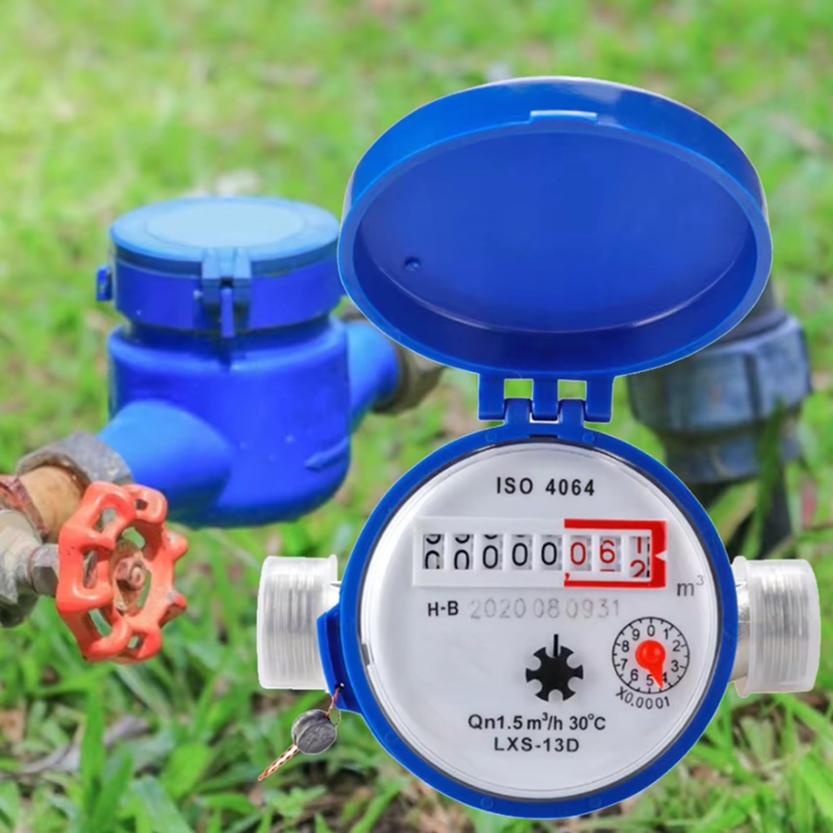 3X Contador de Agua Inteligente Puntero Giratorio Mecánico Contador de Flujo de Agua Pantalla Digital Herramientas de Medición de Agua