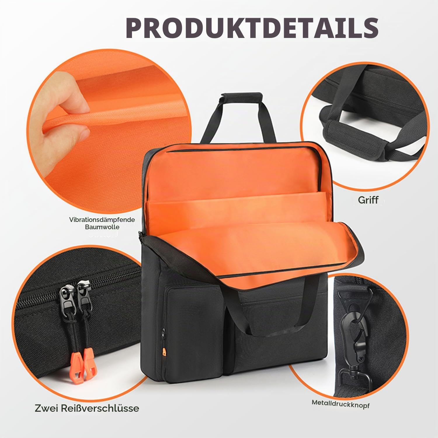 Tragetasche kompatibel mit Jackery SolarSaga 100W 200W 200W Bifacial Portable Solar Panel, Reise-Aufbewahrungstasche für 2 Akku-Panels mit Taschen für Ladekabel und Zubehör