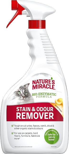 Nature's Miracle Stain & Odour Remover Gato, centra en la suciedad cotidiana, aroma a melón fresco, 946 ml