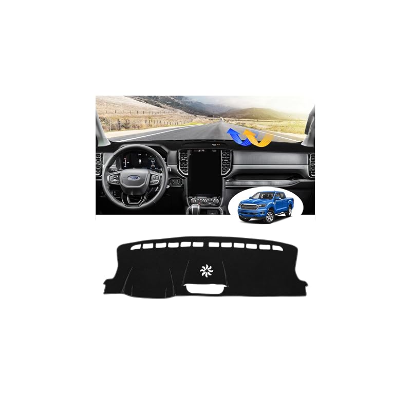 CARTIST Capa para Painel Preta para Ford Ranger 2024, 2025 e 2026 com Recortes para Ventilações e Sensores