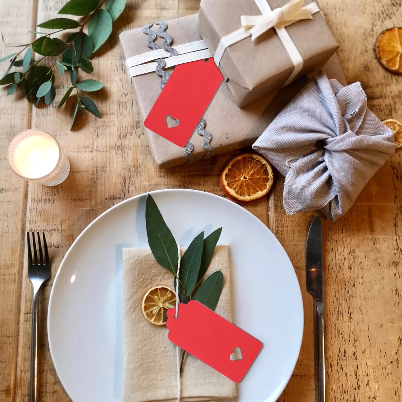 50 Etichette Regalo In Carta Kraft 4x4cm Con Corda Di Iuta - Per Bomboniere E Natale - Foto 9