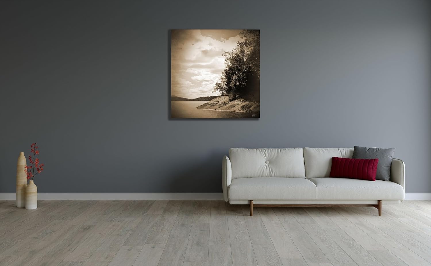 ArtDirect Sepia Lake 36x36 Huge Gallery Wrapped Canvas Museum Art by Foschino, Suzanne