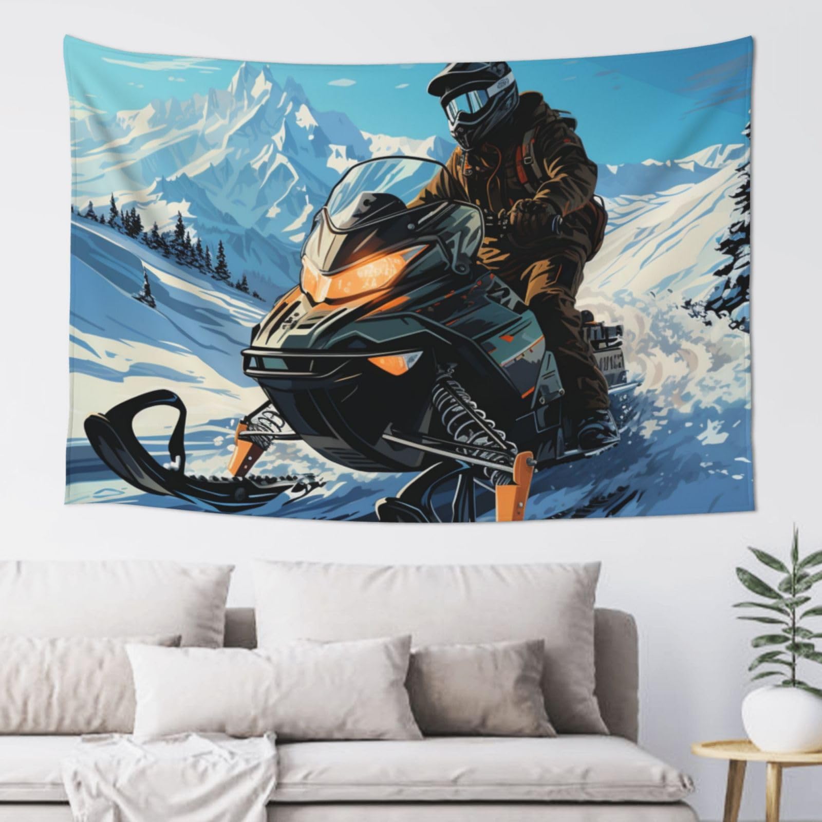 MXZERFKGLA Tapestry Wide Wall Hanging Tapestries Lightweight Art Wall Blanket Snowmobile Tapestry Vintage Mural Home Decor Aesthetic Tapestries for Bedroom Dorm Living Room 60x40 Inch