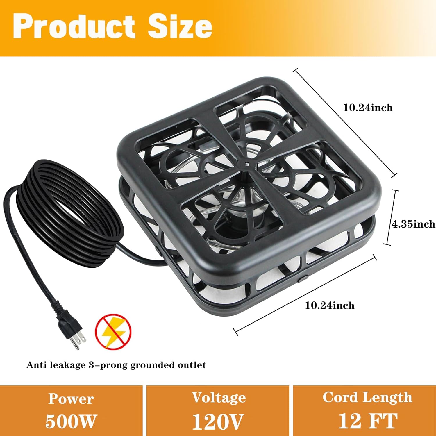 DOUBFIVSY Pond De-icer, Floating & Submersible Pond Heater Thermostatically Controlled Outdoor Pond Deicer with Indicator Lights, Auto Shut Off, Animal Water Heater for Winter Farm (500 Watts (2025)) - Image 2