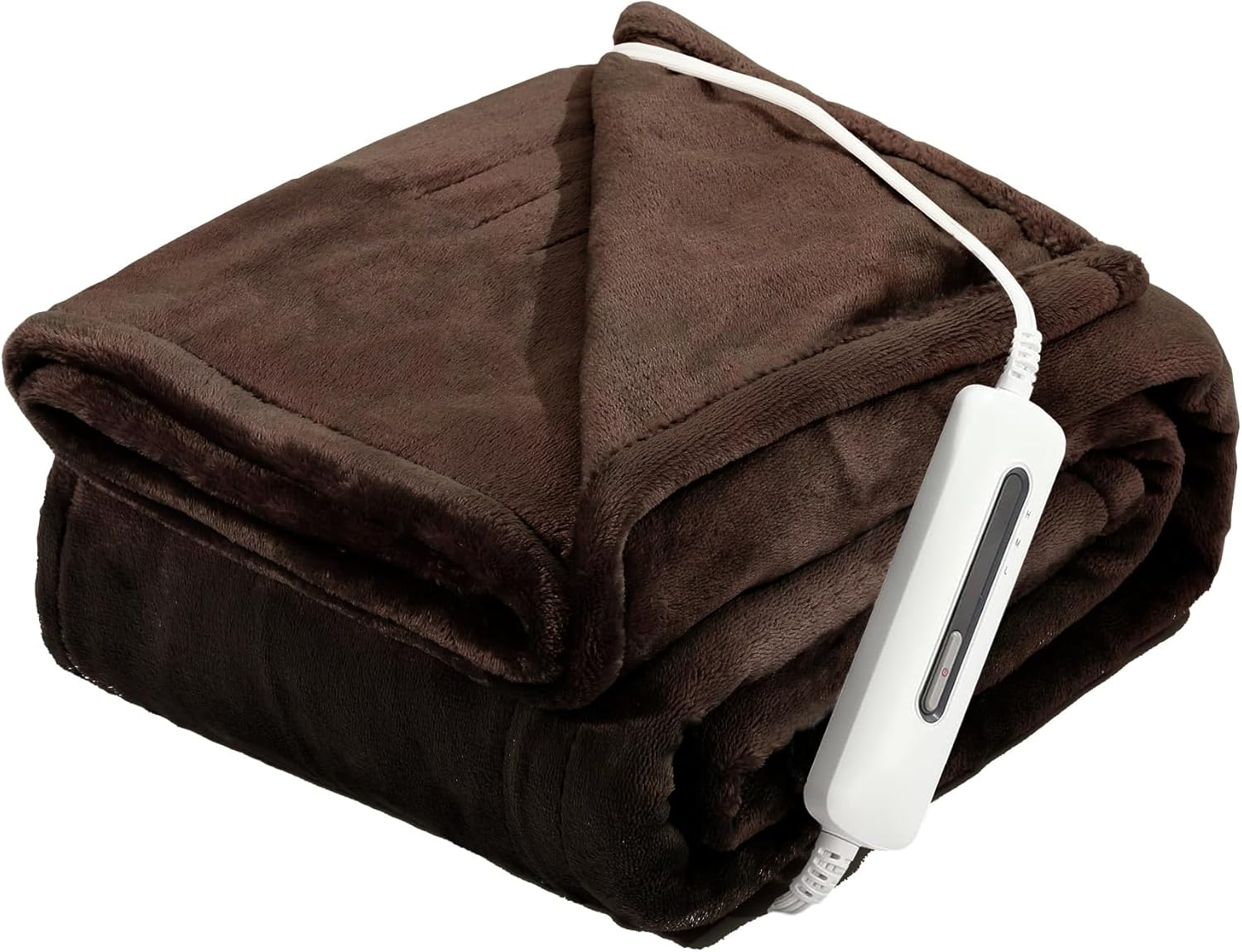 Heated Electric Blanket Throw 50" x 60" with 3 Heating Levels, 4H Auto Off, Fast Heating,2 Sided Flannel with ETL&FCC Certification and Machine Washable, Home Office Travel Use,Dark Brown