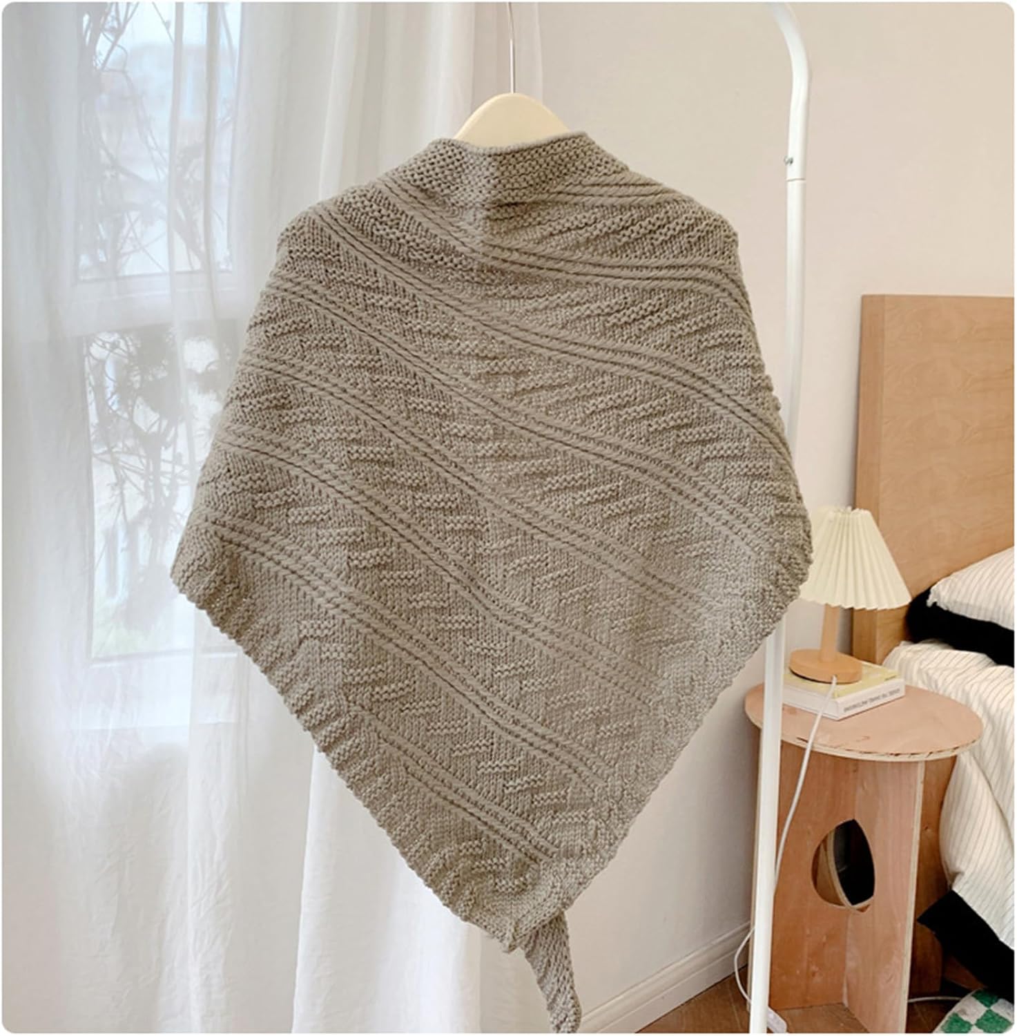 Fuxiqar Drape Shawl Wrap with Buckle Closure, Winter Knit Wrap for Everyday Wear, Dining, Travel & Casual Outfits