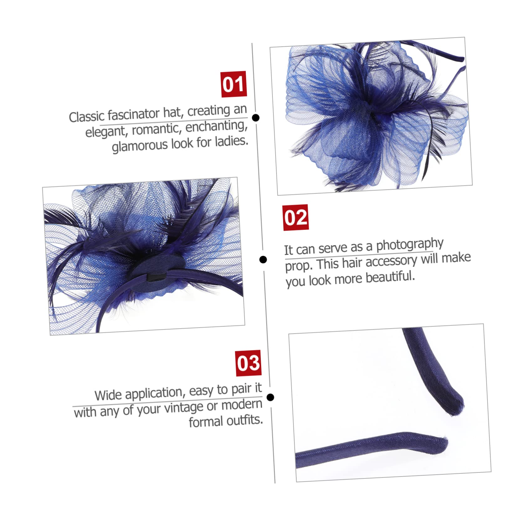 3Pcs della Maglia Cocktail Fascinator Fascinators per Le Donne Cappello di Fascinator Cappelli di Fascinator per Le Donne Cappello di Fascinator Copricapo Fascinator