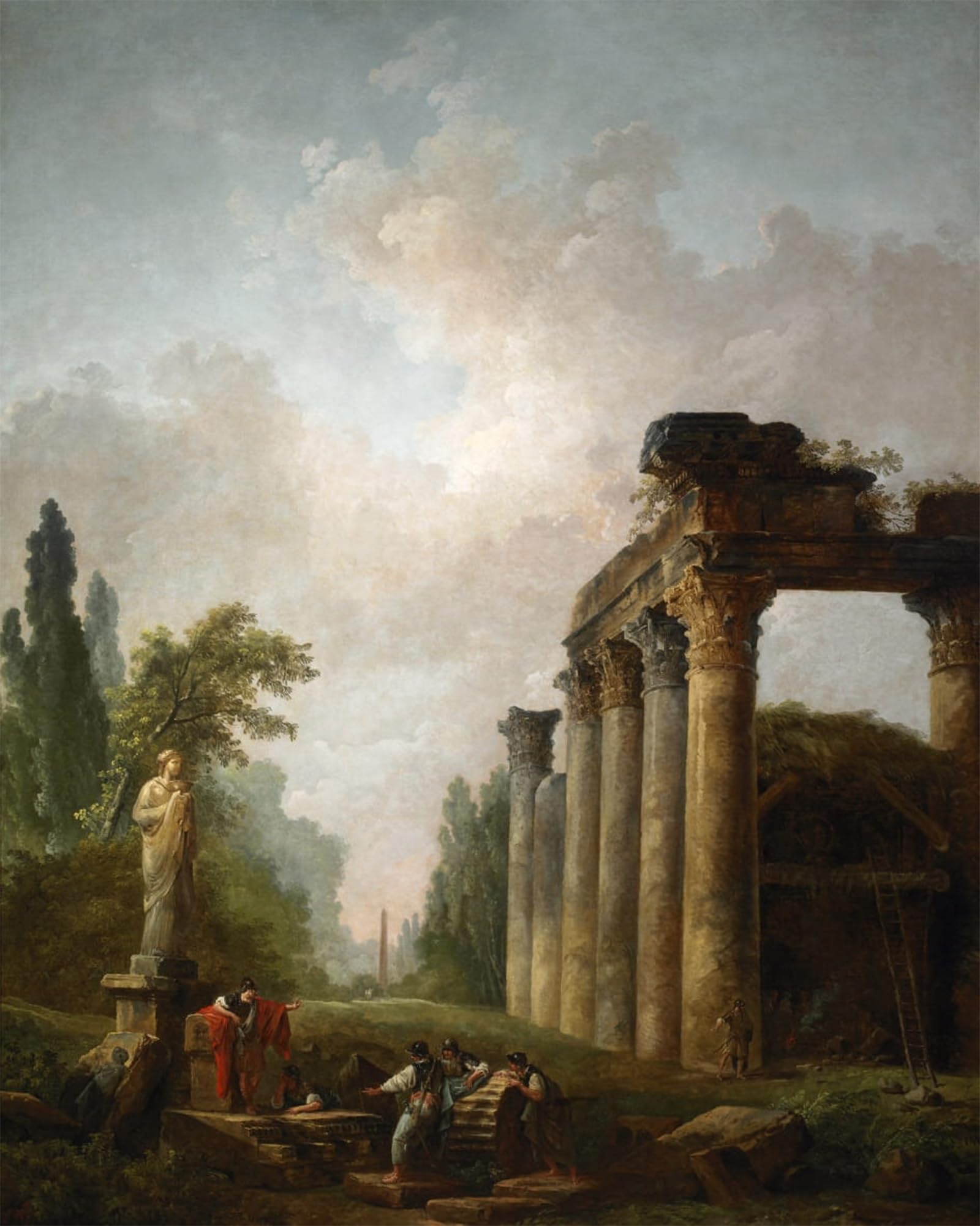 Lienzo de Hubert Robert para crear un ambiente sofisticado y artístico en el dormitorio 5