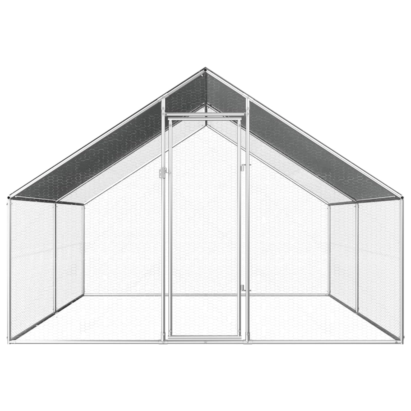 Homgoday Jaula para pollos al aire libre de 2,75 x 4 x 1,92 m, acero galvanizado, gallinero y corral, gallinero, jaula de aves de corral para gallinas, patos, conejos, perros, jaula de aves de corral