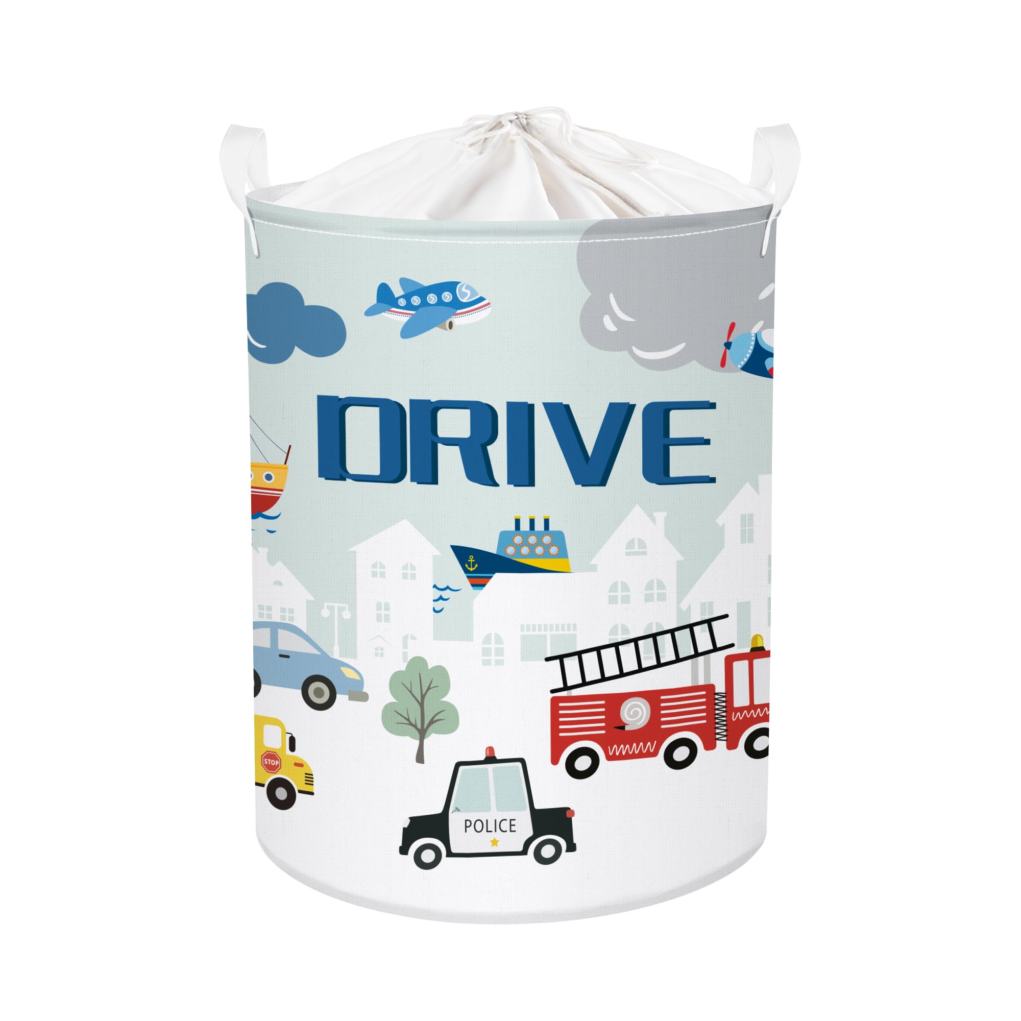 Clastyle Car Baby Laundry Hamper Collapsible Clothes Kids Storage Basket Waterproof Boys Toy Box for Nursery Room City Car, 36x45 cm