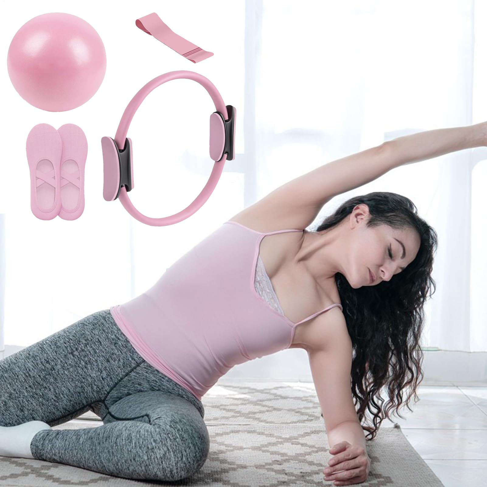 Kit Pilates Per La Casa Per Donne, Kit Pilates Essenziale, Attrezzatura Fitness Con Anello, Set Di Anelli E Palla Il Recupero Post-partum, In Studio E A Casa.
